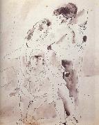 Jules Pascin Woman and lass oil painting on canvas